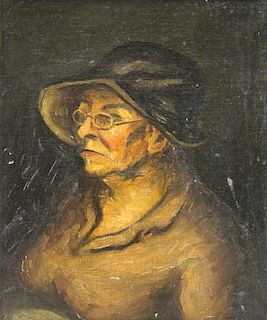 SLOAN, John (Attr). Oil on Canvas. An Old Woman