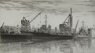 ARMS, John Taylor. Etching. "Destroyers in West