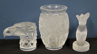 LALIQUE, France Signed Glass Grouping.