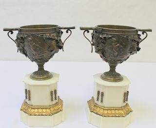 Pair of Antique French Patinated Bronze and