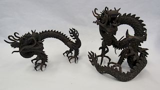 Pair of Japanese Iron Dragons.