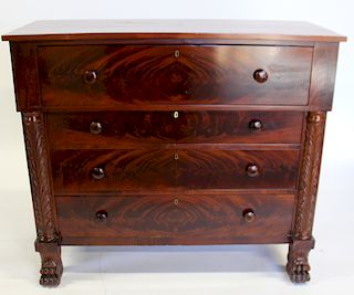 Empire Mahogany Chest with Carved Columns