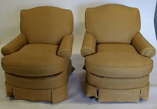 DAPHA. Signed Pair of Upholstered Club Chairs.
