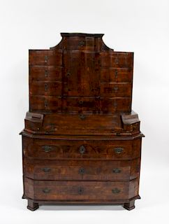 Antique Continental Walnut Tabernacle Cabinet.