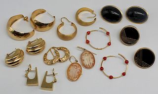 JEWELRY. Assorted Gold Earring Grouping.