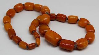 JEWELRY. GIA Certified Amber Beaded Necklace.