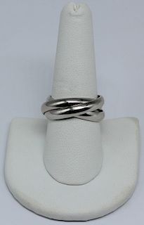 JEWELRY. Signed French Platinum Rolling Band Ring.