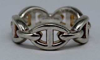 JEWELRY. Hermes Sterling Horsebit Ring.