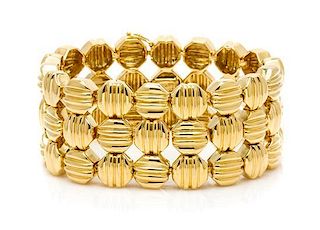 * An 18 Karat Yellow Gold Textured Link Bracelet, Chaavae, 94.10 dwts.