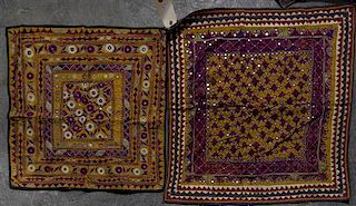 A Group of Four Embroidered Textiles, Length of longest 65 inches.