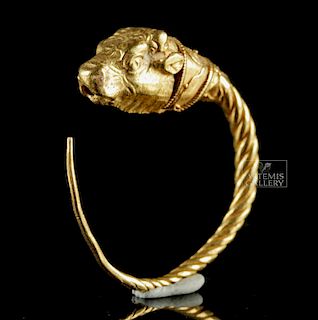 Hellenistic Greek Gold Earring w/ Bull's Head