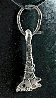 Viking Silver Mjolnir Pendant w/ Skoll & Hati, 11.3 g