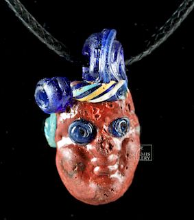 Ancient Phoenician Glass Pendant of Face