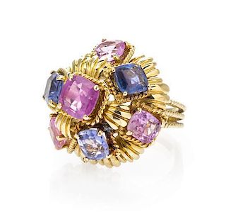 A Yellow Gold and Sapphire Cocktail Ring, 12.00 dwts.