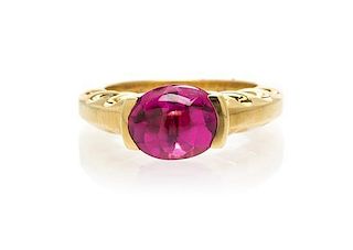 An 18 Karat Yellow Gold and Pink Tourmaline Ring, Kurt Wayne, 5.00 dwts.