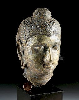 Gandharan Gilt Stucco Buddha Head