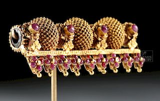 Indian Mughal Granulated 20K+ Gold & Ruby Bead 97.4 g