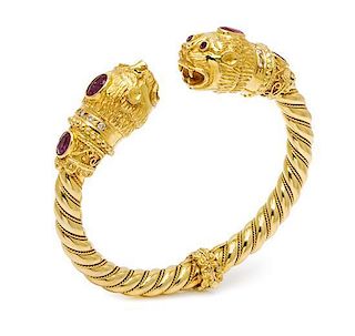 An 18 Karat Yellow Gold, Sapphire and Diamond Bracelet, 46.50 dwts.