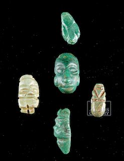 Lot of 5 Miniature Mezcala Jade & Stone Amulets