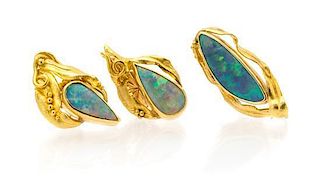 A Collection of Yellow Gold and Opal Jewelry, 7.80 dwts.