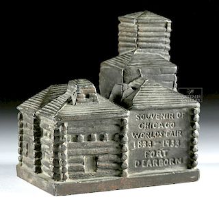 1933 American Cast Iron Coin Bank - Fort Dearborn