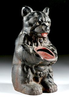 19th C. American Cast Iron Coin Bank - Standing Bear