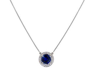 A Platinum, Sapphire and Diamond Necklace, 5.60 dwts.