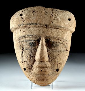 Egyptian Late Dynastic Wooden Sarcophagus Mask