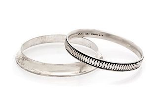 A Collection of Modernist Sterling Silver Bangle Bracelets, Denmark, 41.50 dwts.