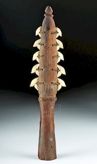 20th C. Gilbert Island Wooden Knife - Tiger Shark Teeth