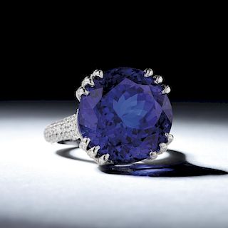 A Very Fine Tanzanite and Diamond Ring