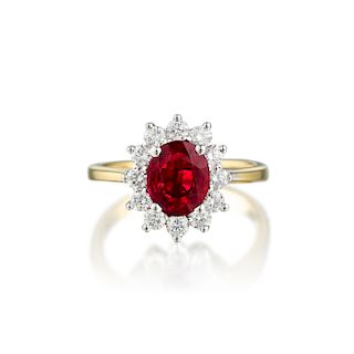 A 1.45-Carat Burmese Ruby and Diamond Ring
