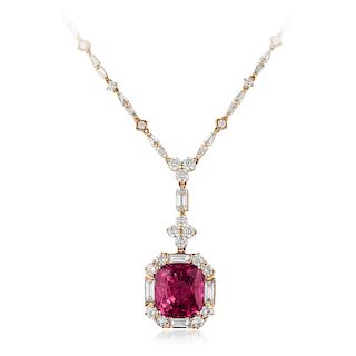 A Lively Pink Tourmaline and Diamond Necklace