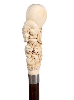 Mammoth Ivory Lion Cane