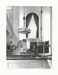 Stow Wengenroth - Old North Church [Boston] - Original, Signed Lithograph