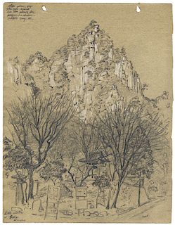 Martin Lewis - Little Shrine at Gokei, Houska - Original Drawing