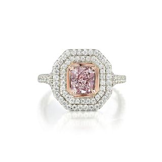 A Platinum 1.00-Carat Fancy Purple-Pink Diamond Ring