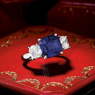 Cartier 6.69-Carat Burmese Sapphire and Diamond Ring