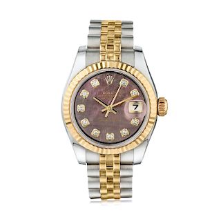 Rolex Datejust 26 in 18K Gold and Steel with Diamond Dial