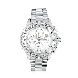 Tag Heuer Aquaracer Chronograph CAF2015 in Steel with Diamond Bezel