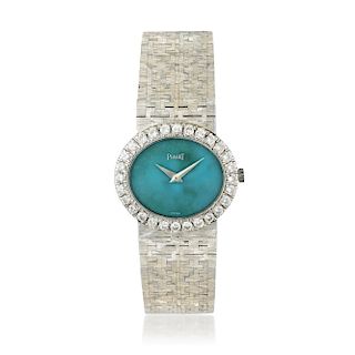 Piaget Ultra Thin Turquoise and Diamond Watch in 18K White Gold