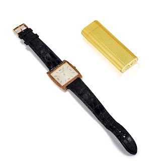 Vacheron Constantin Big Square 18K Watch and Cartier Vintage Lighter