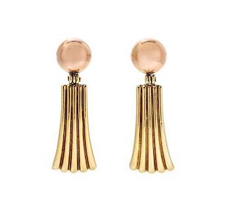 A Pair of Retro 14 Karat Yellow and Rose Gold Earclips, Tiffany & Co. 3.9 dwts.