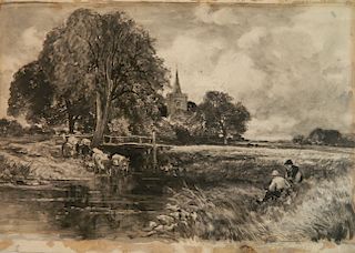 Style of John Constable grisaille watercolor