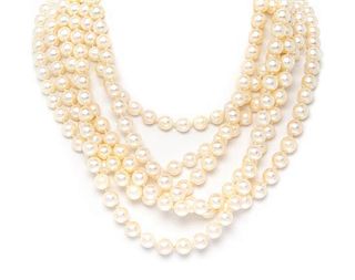 A Collection of Single Strand Cultured Pearl Necklaces,