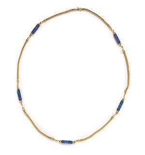 An 18 Karat Yellow Gold and Lapis Lazuli Necklace, 22.10 dwts.
