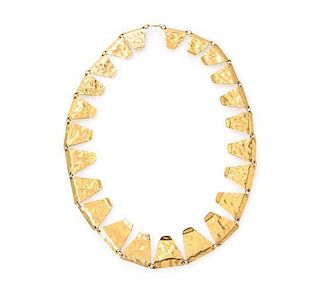 A 14 Karat Yellow Hammered Gold Necklace, 16.50 dwts.