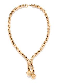 A Yellow Gold Acorn Motif Necklace, 29.7 dwts.
