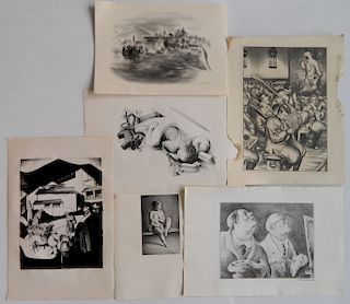 6 American lithographs (incl. Print-A-Month Club)