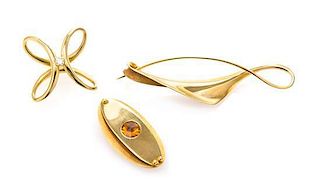 A Collection of 18 Karat Yellow Gold, Diamond and Citrine Jewelry, Michael Good, 9.00 dwts.